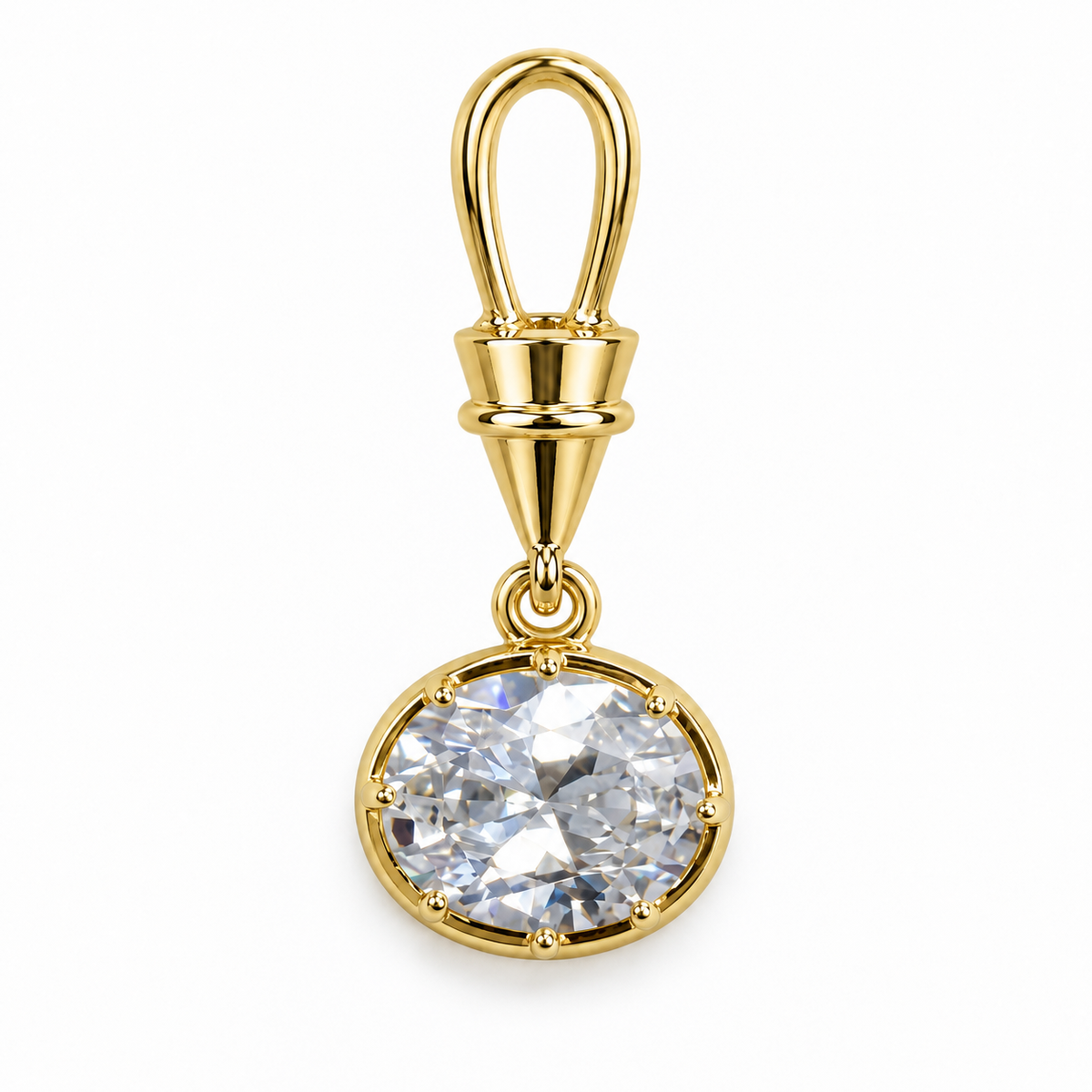 Gold-Plated CZ Oval Pendant