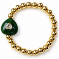 Dark Green Heart & Gold Beaded Bracelet