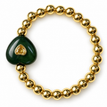 Agate Heart & Gold Beaded Bracelet