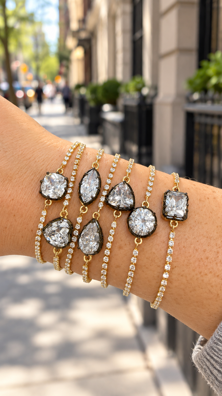 Trillion Crystal Bolo Tennis Bracelet