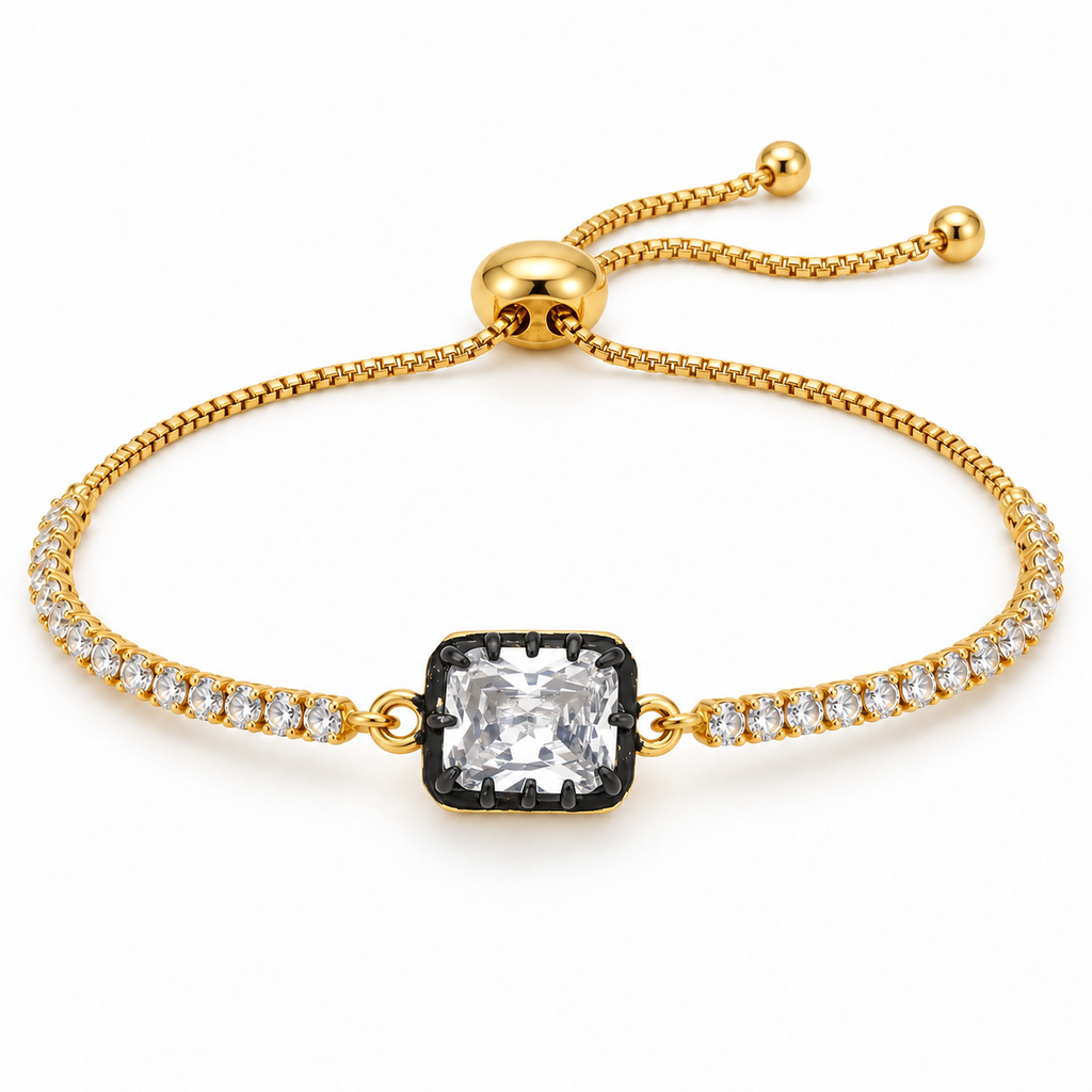 Square Crystal Bolo Tennis Bracelet