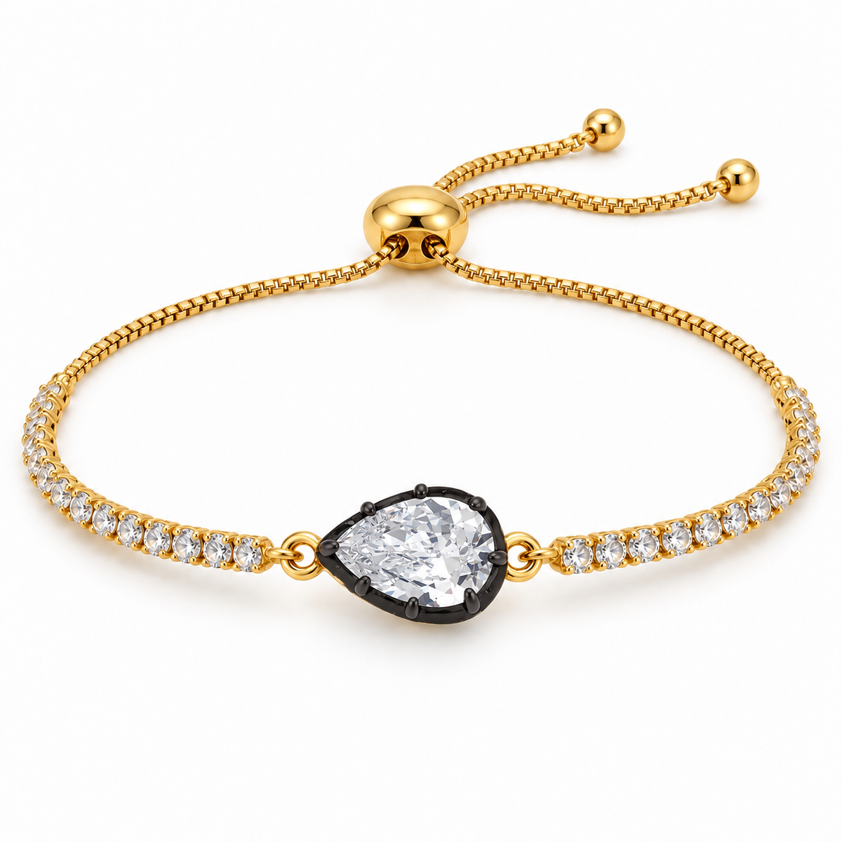 Pear Crystal Bolo Tennis Bracelet
