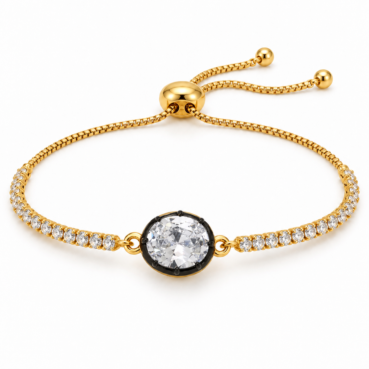 Round Crystal Bolo Tennis Bracele