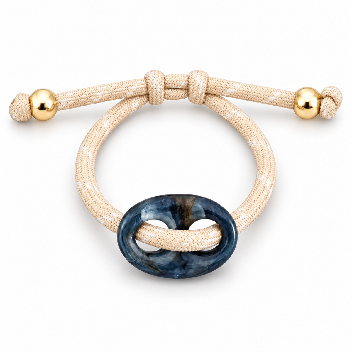 Navy Marbled Link Cord Bracelet