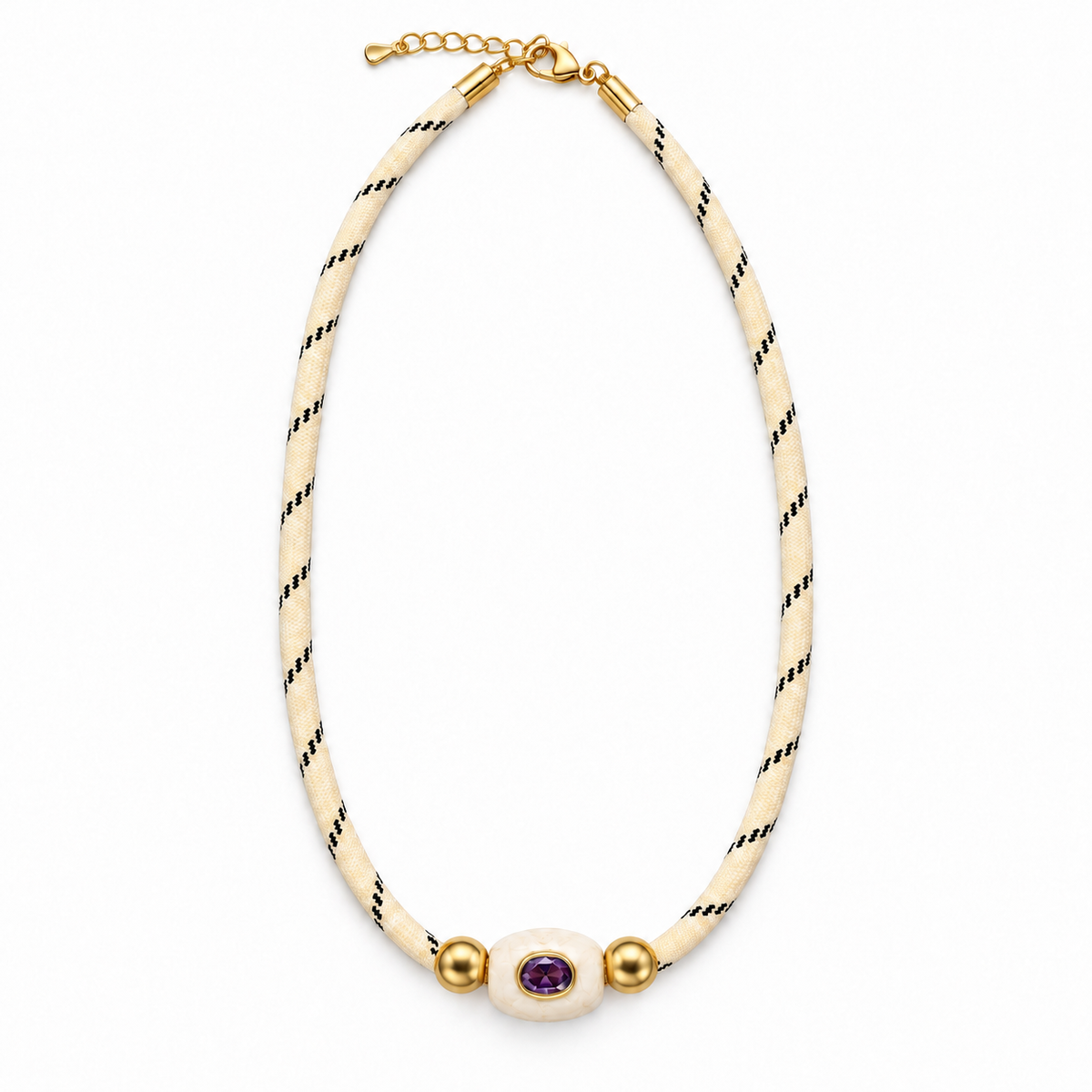 Ivory Paracord Amethyst Necklace