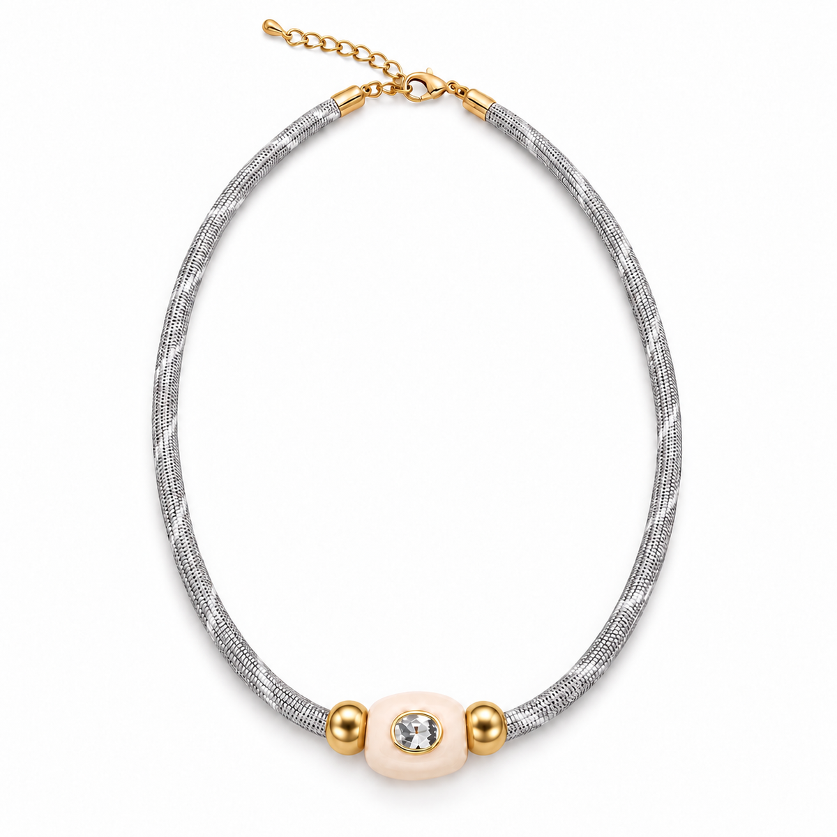 Heather Gray Paracord Crystal Necklace