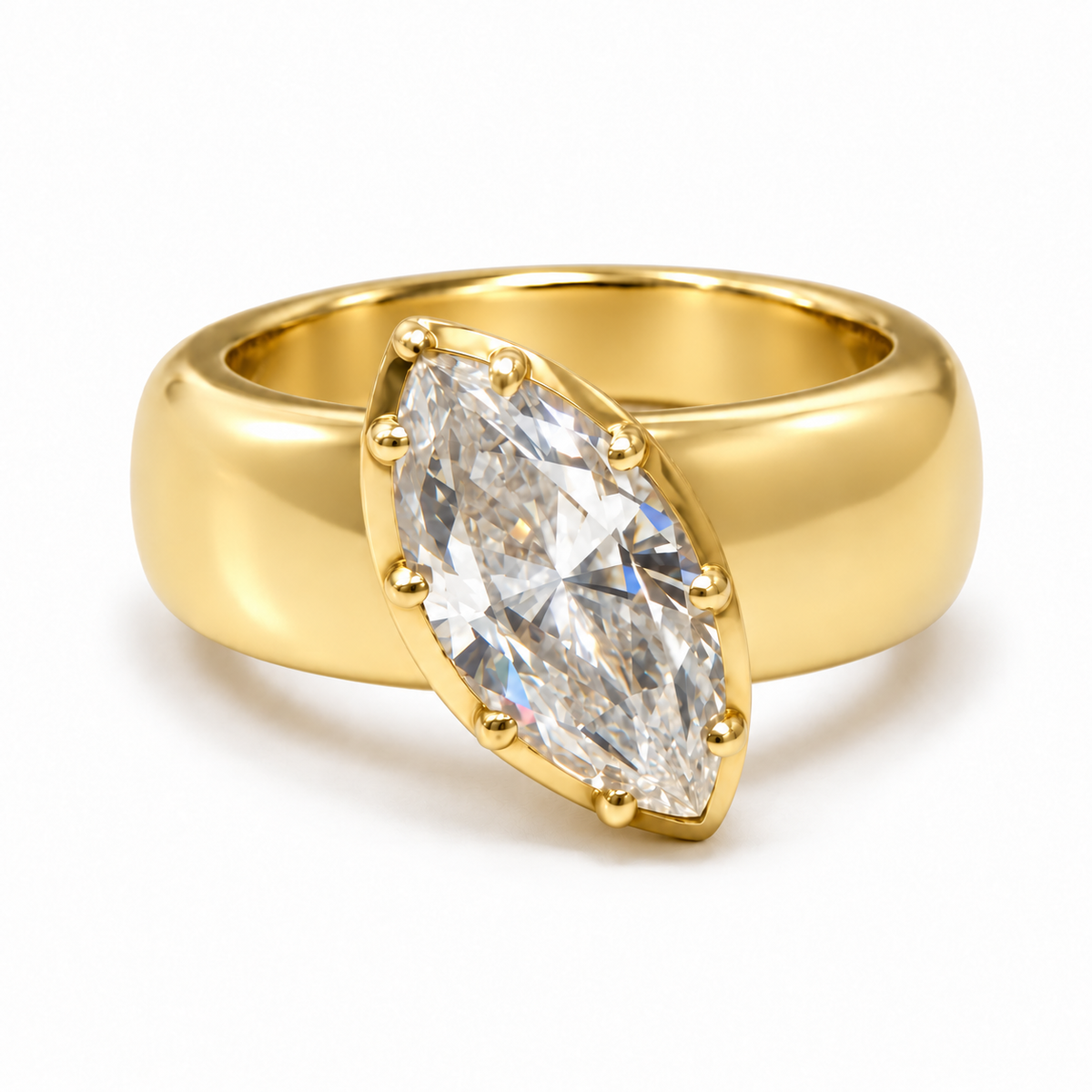 Marquise CZ Brass Statement Ring