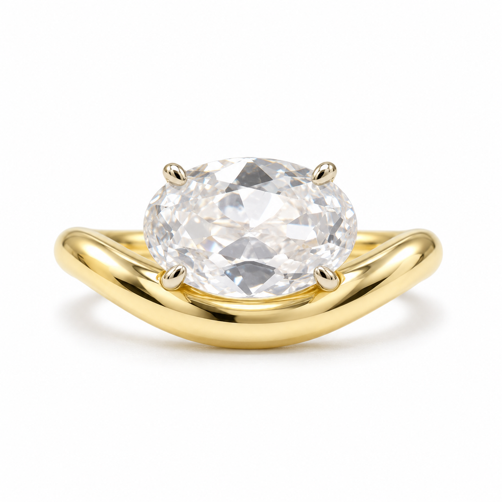 East-West Oval CZ Brass Ring