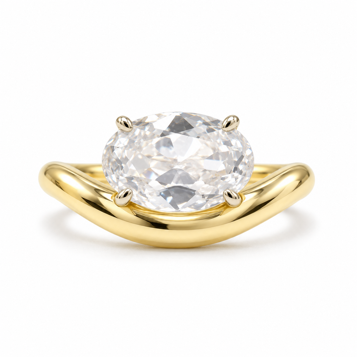 East-West Oval CZ Brass Ring