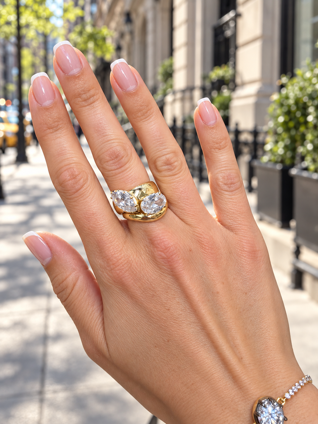 Marquise CZ Brass Statement Ring