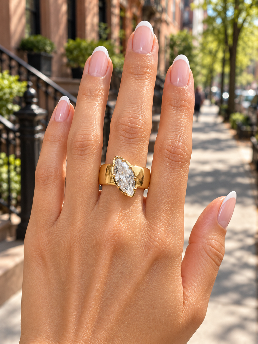 Marquise CZ Brass Statement Ring