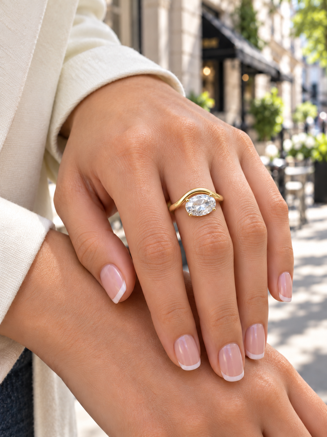 East-West Oval CZ Brass Ring