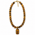 Tiger Eye Beaded Pendant Necklace