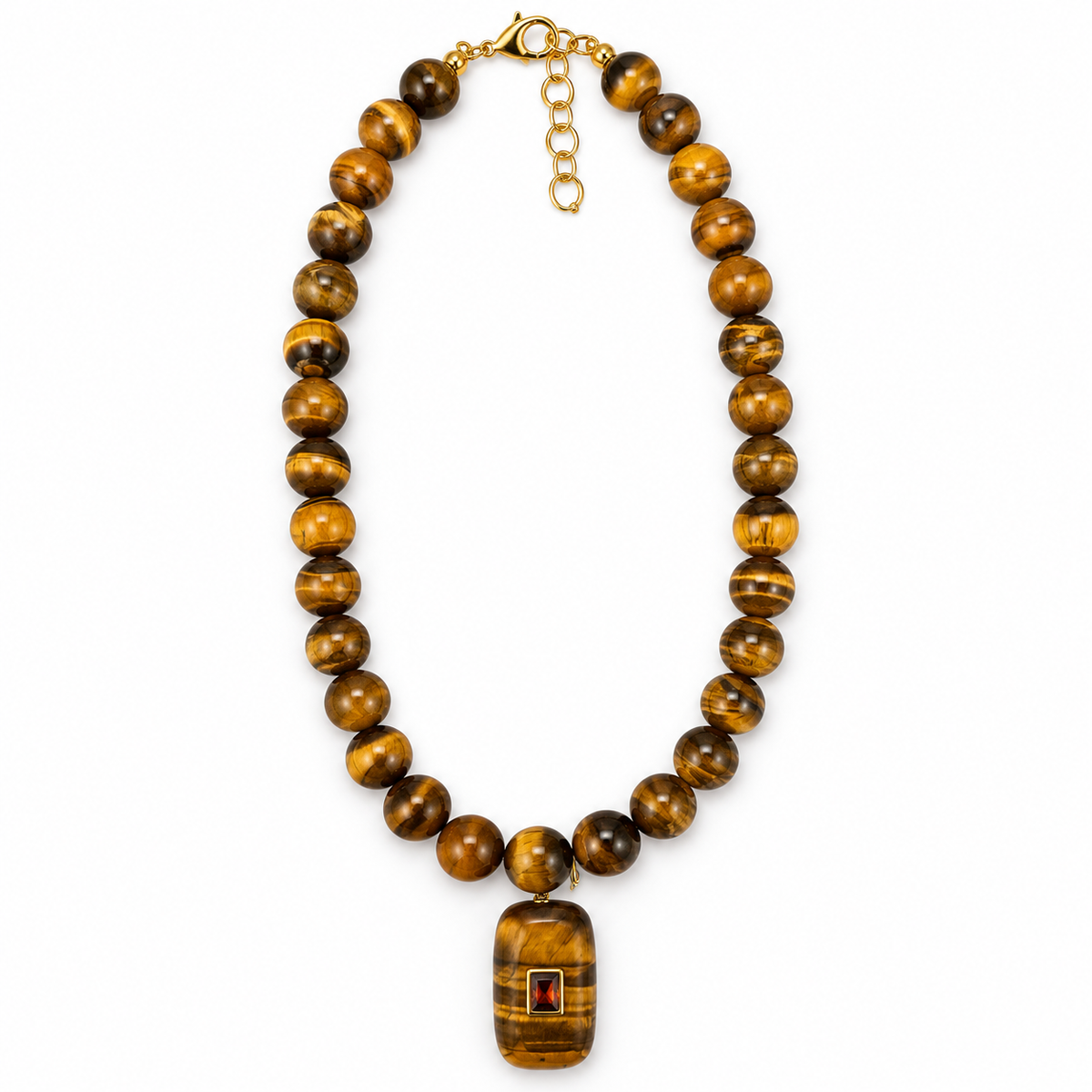 Tiger Eye Beaded Pendant Necklace