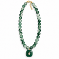 Green Beaded Pendant Necklace
