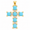 Turquoise & Crystal Cross Pendant