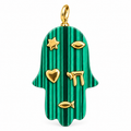 Green Malachite-Style Hamsa Pendant