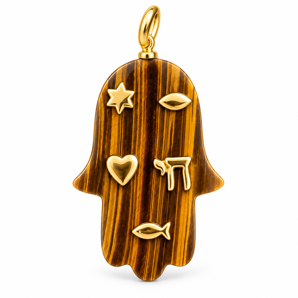 Tiger’s Eye-Style Hamsa Pendant