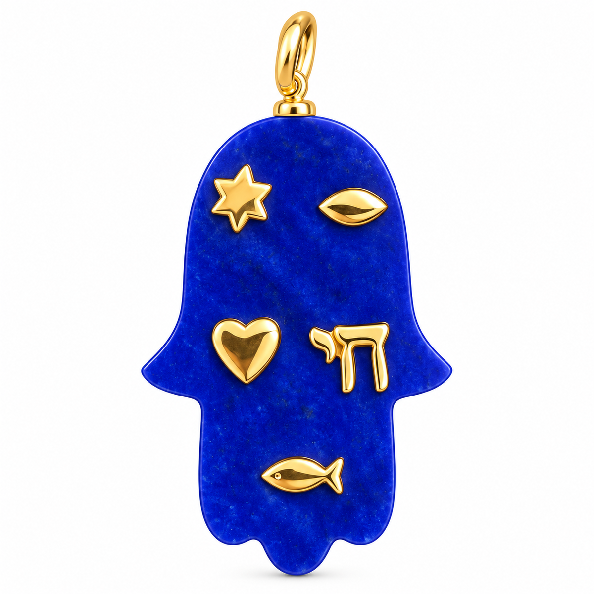 Blue Lapis-Style Hamsa Pendant