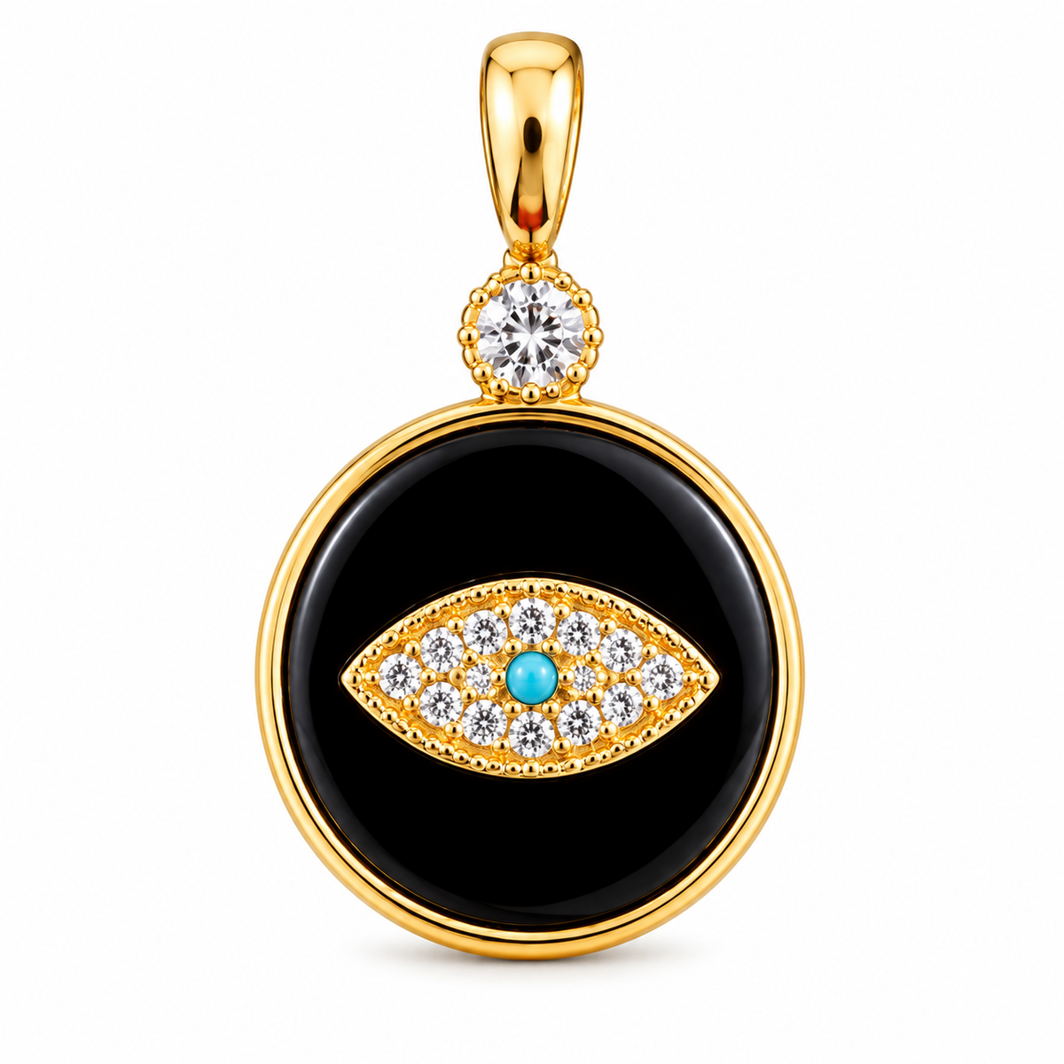 Black & Crystal Evil Eye Pendant