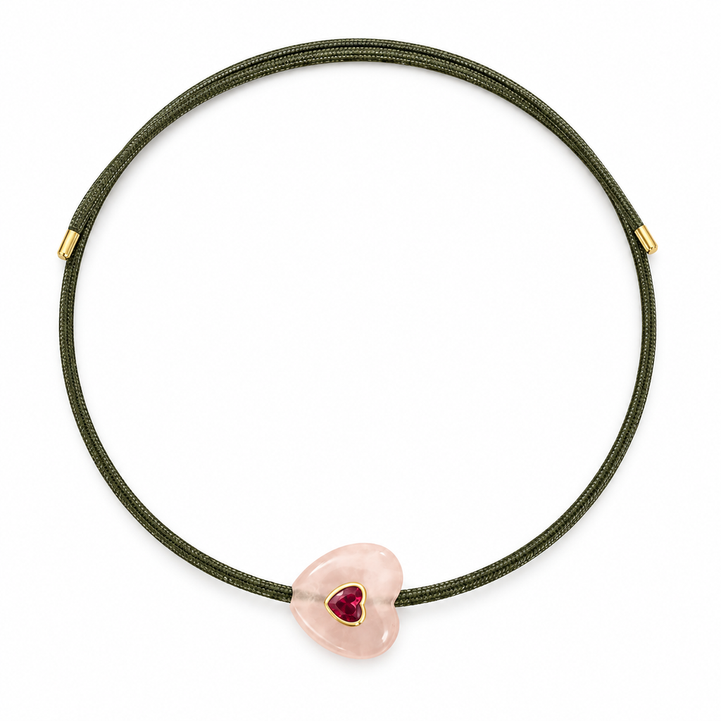 Army Green Cord Heart Magnetic Necklace