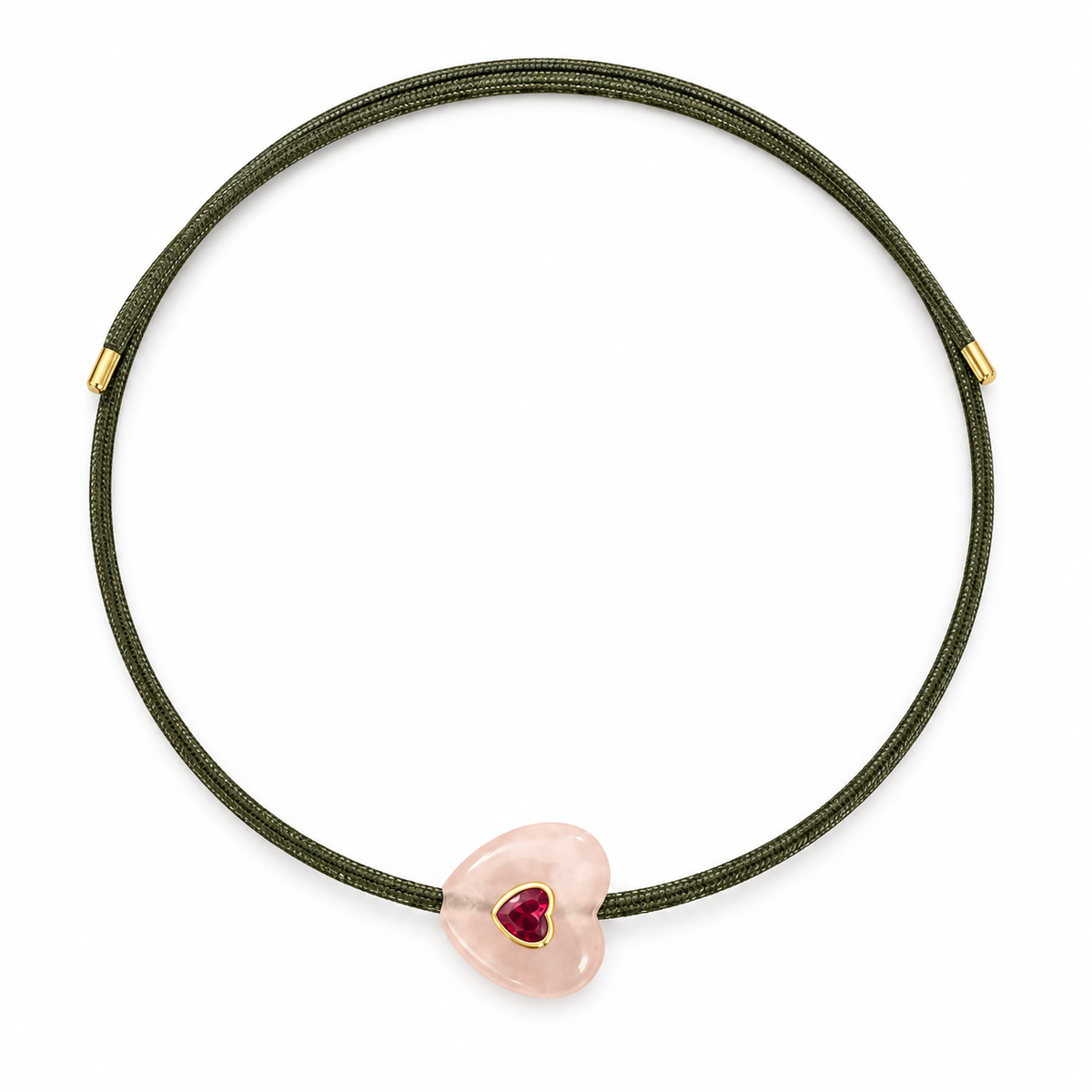 Army Green Cord Heart Magnetic Necklace