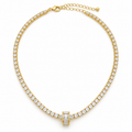 Baguette Barrel CZ Tennis Necklace