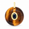 Tiger Eye & Navy Accent Round Pendant