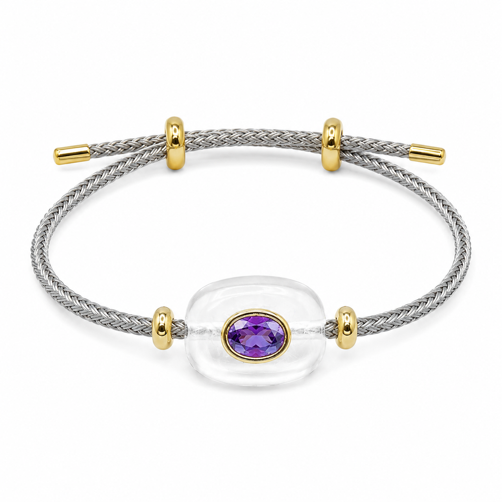 Clear Quartz & Purple Gemstone Bracelet