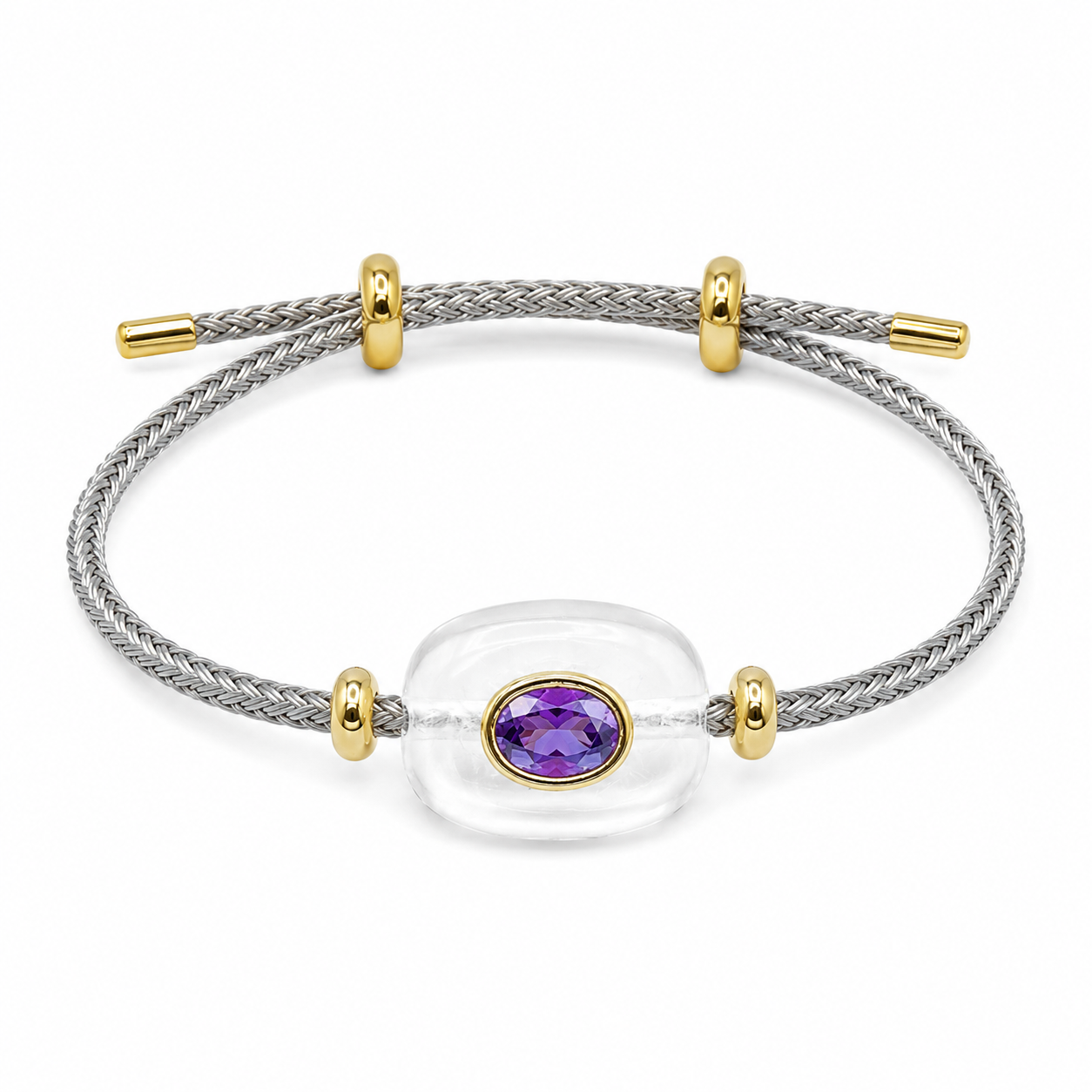 Clear Quartz & Purple Gemstone Bracelet