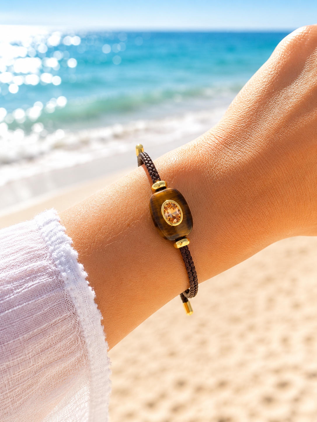 Tiger Eye & Champagne Gemstone Bracelet