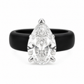 Pear CZ Black Silicone Ring