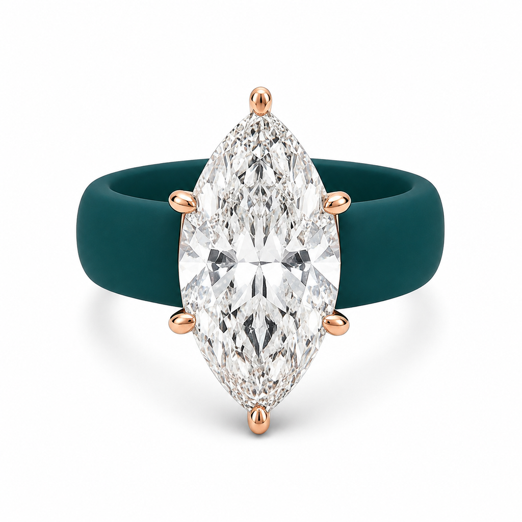 Marquise CZ Teal Silicone Ring