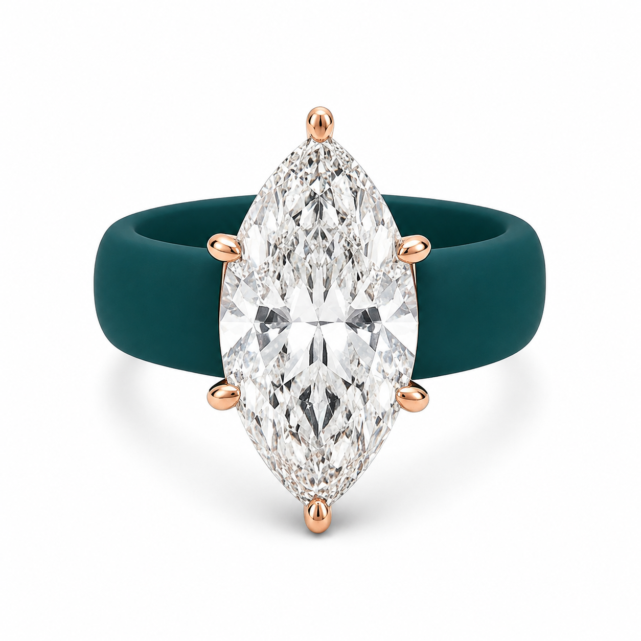 Marquise CZ Teal Silicone Ring