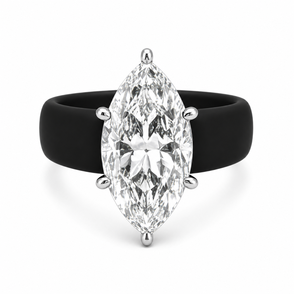 Marquise CZ Black Silicone Ring