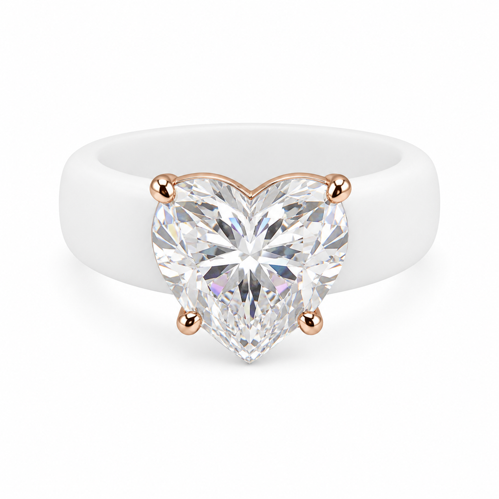 Heart CZ White Silicone Ring