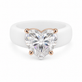 Heart CZ White Silicone Ring