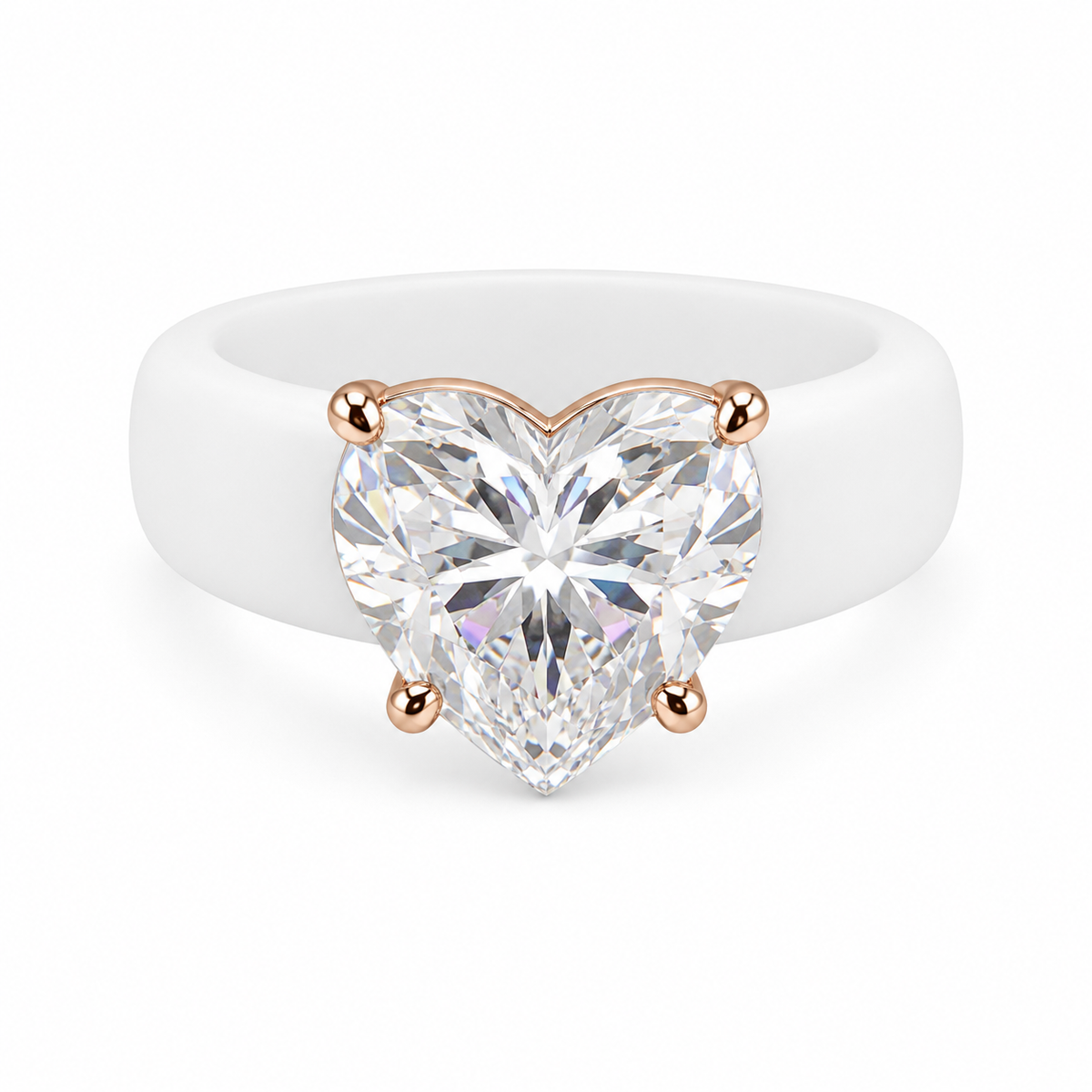 Heart CZ White Silicone Ring