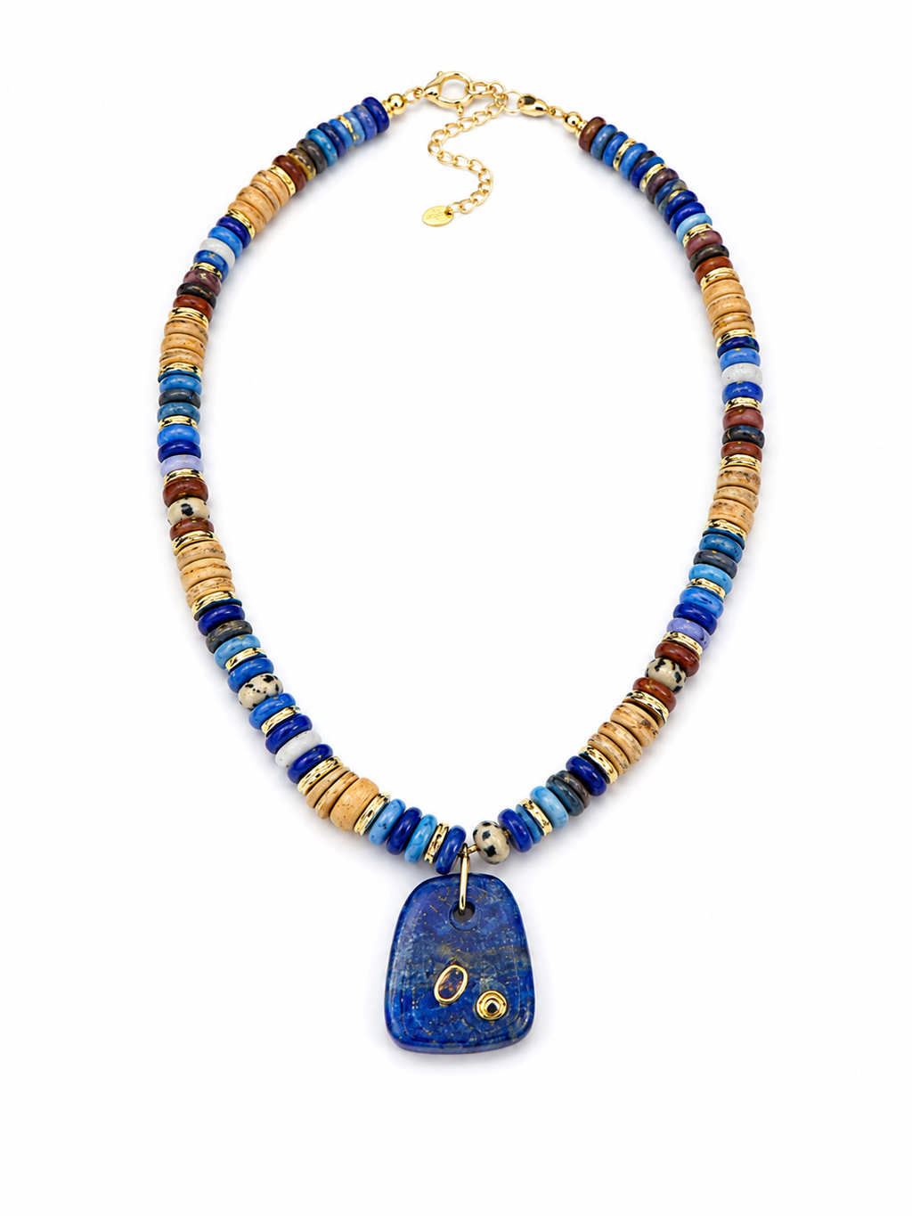 Lapis Mixed Gemstone Pendant Necklace