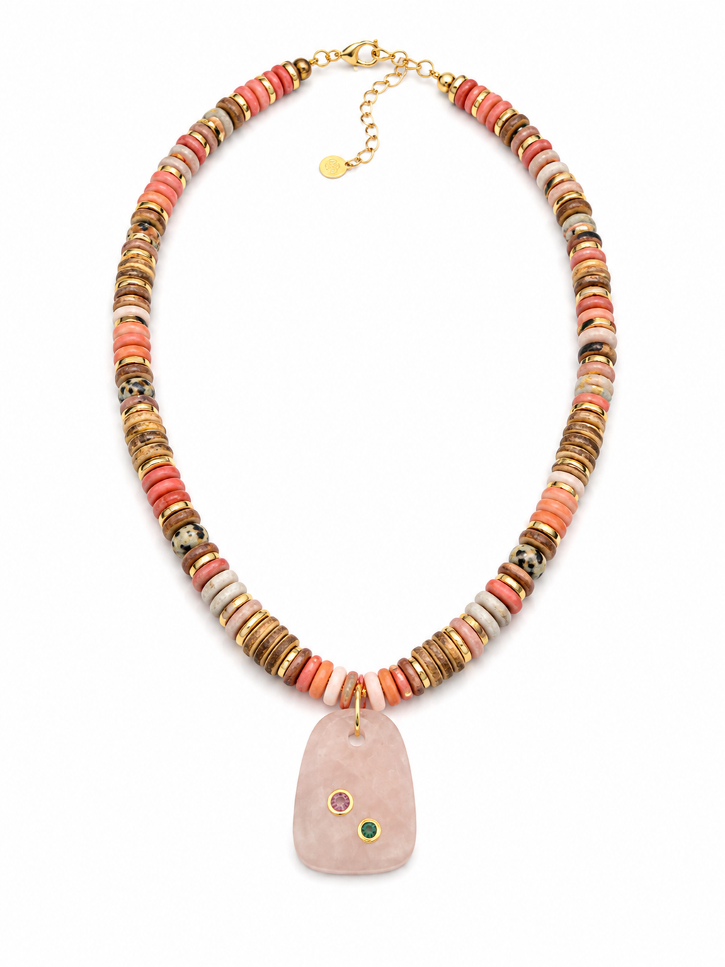 Rose Quartz Mixed Gemstone Pendant Necklace