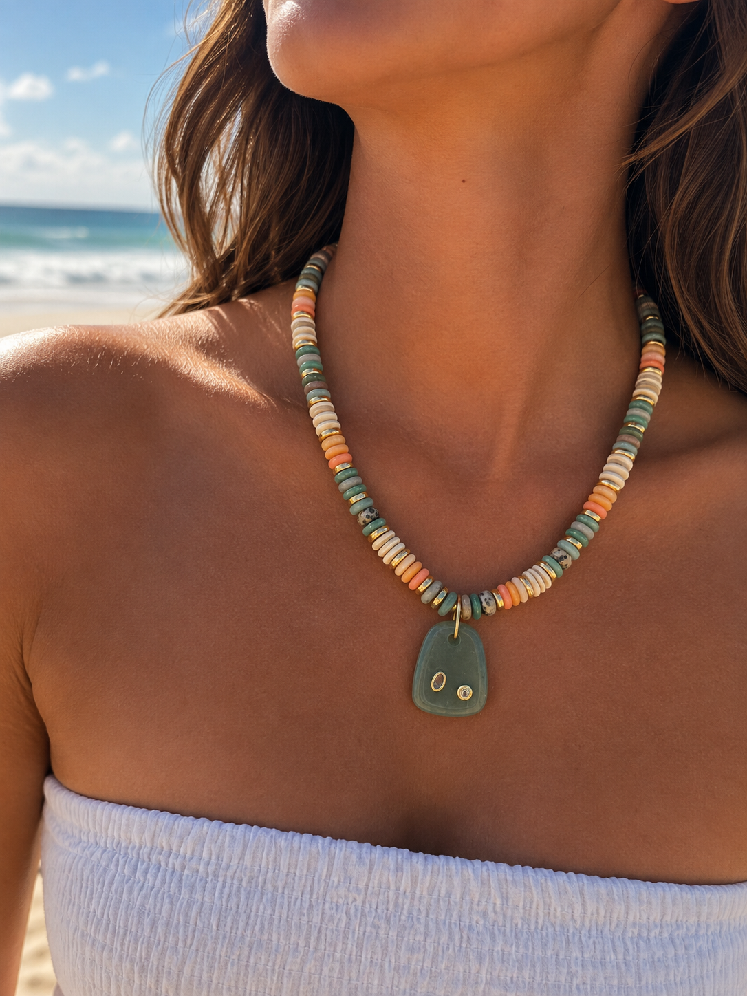 Green Aventurine Mixed Gemstone Pendant Necklace