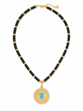 Turquoise Sunburst Onyx Beaded Necklace
