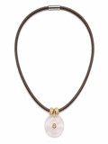 Rose Quartz Pendant Leather Cord Necklace