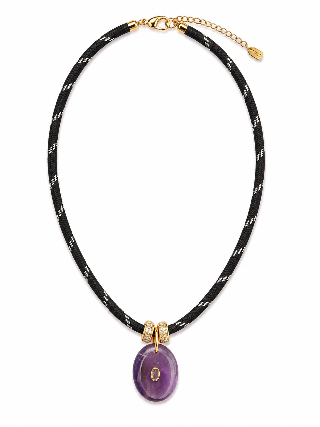Amethyst Pendant Cord Necklace