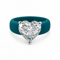 Heart CZ Teal Silicone Ring