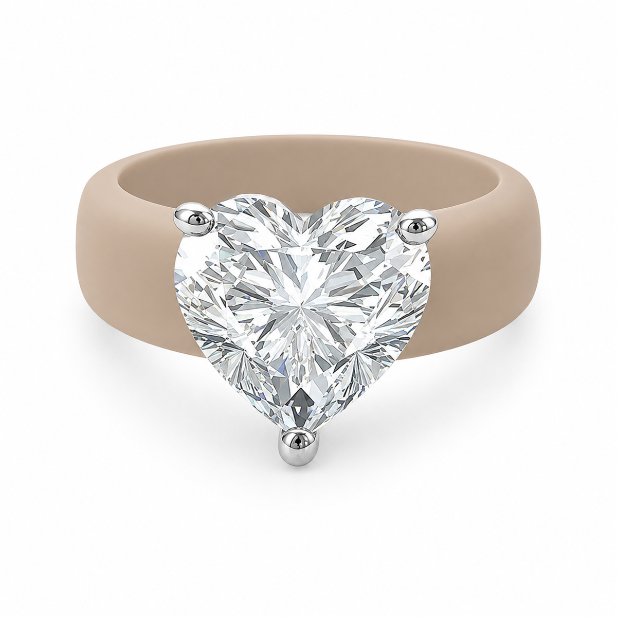 Heart CZ Nude Silicone Ring