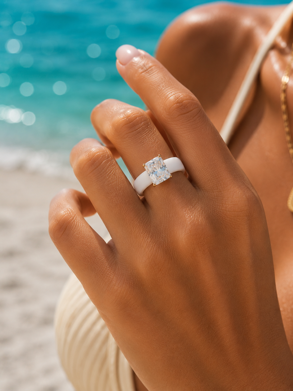 Radiant CZ White Silicone Ring