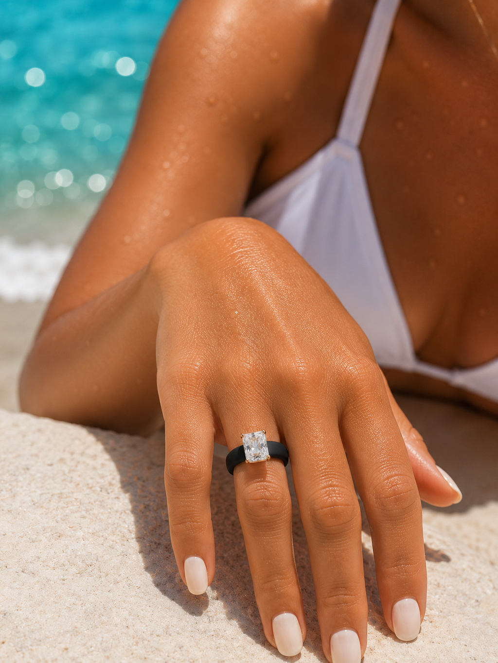Radiant CZ Black Silicone Ring