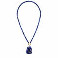 Sodalite Beaded Necklace with Lapis Gemstone Pendant