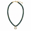 Forest Green Beaded Sparkle Pendant Necklace